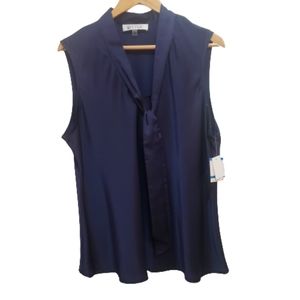ALFANI Matte Satin Sleeveless Tie-neck "Audrey" Blouse, NWT; size XL
